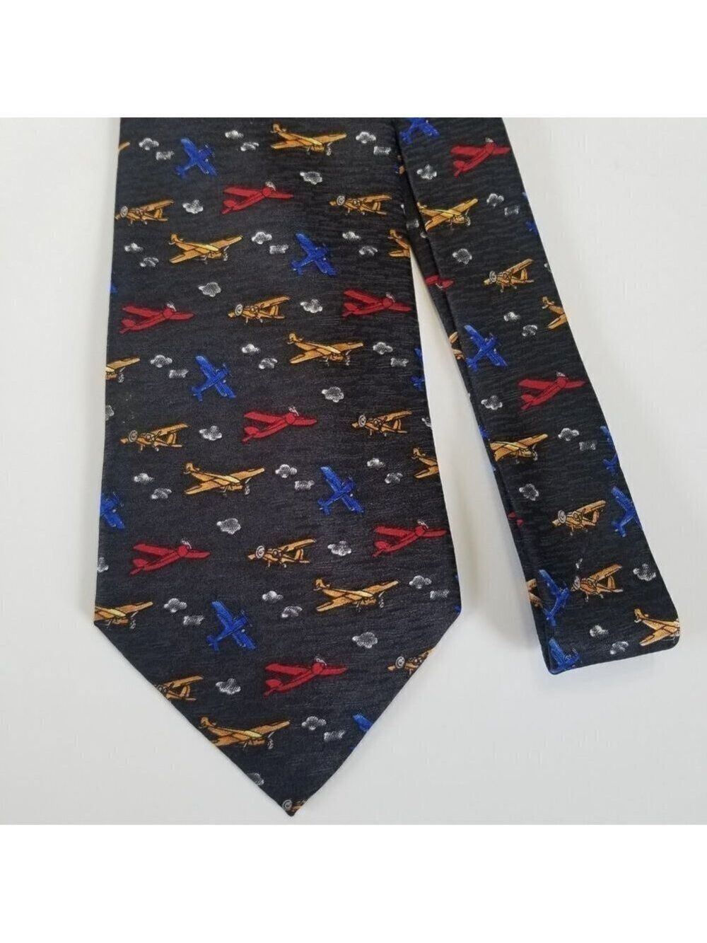 Museum Artifacts Tie Airplane Necktie Men's 100% Silk Handmade Blue